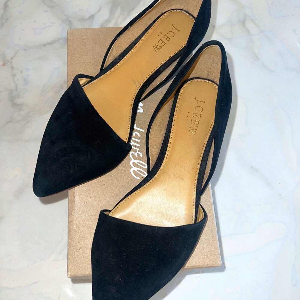 J. Crew Zoe Suede d’Orsay Flats Pointy Toe 7.5